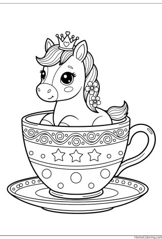 Coloring page: a gentle horse standing calmly.