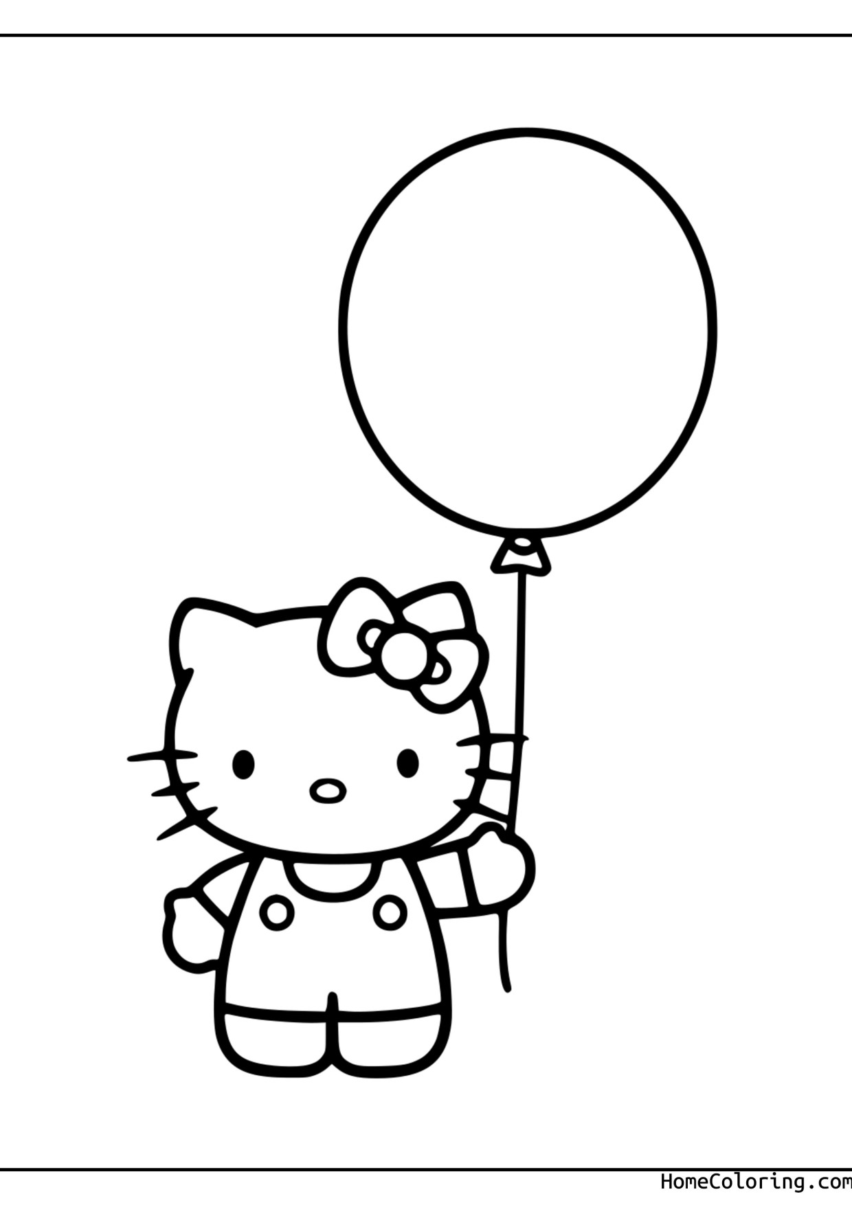 Coloring page: Hello Kitty waving her paw.