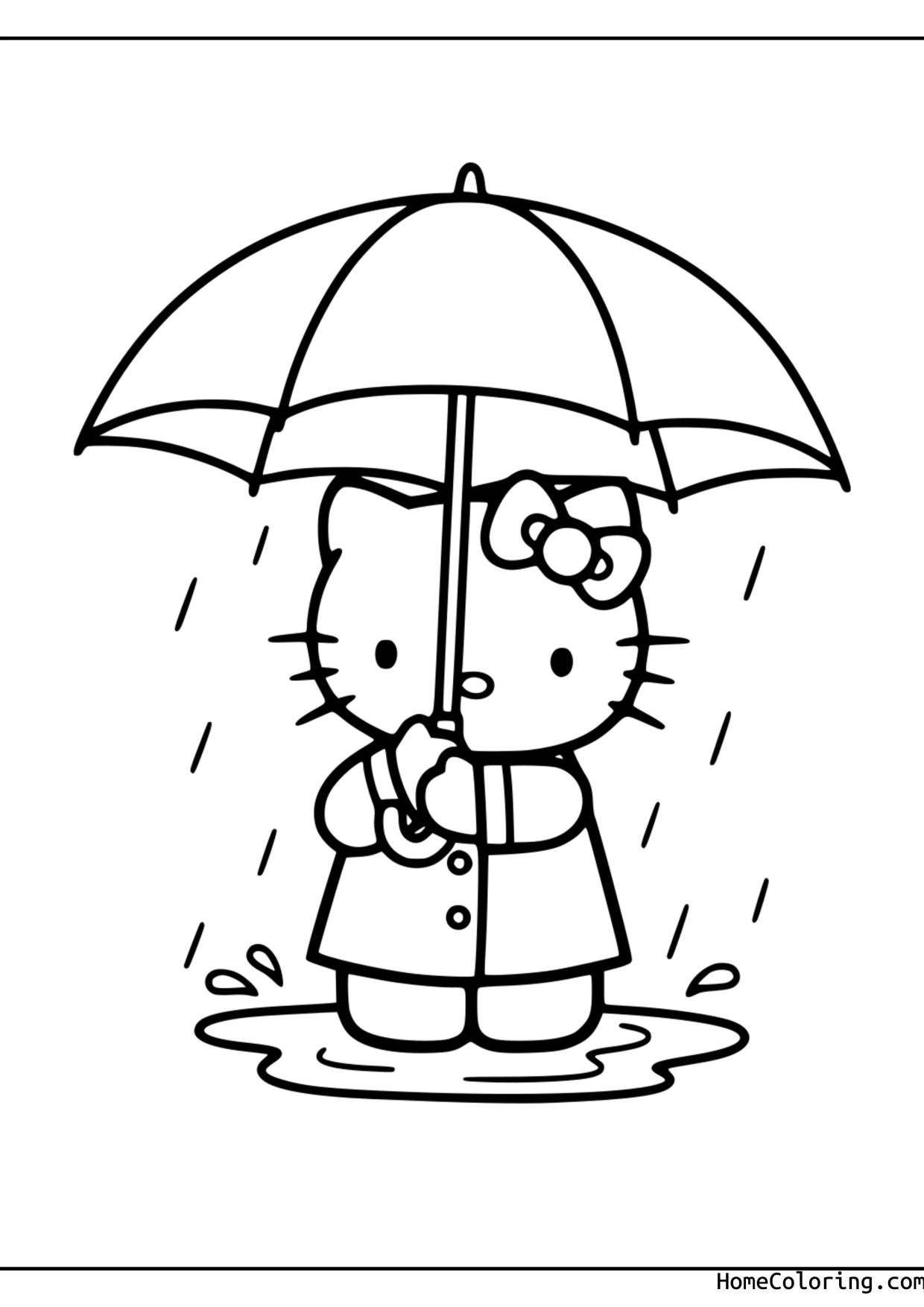 Coloring page: Hello Kitty with a cheerful smile.