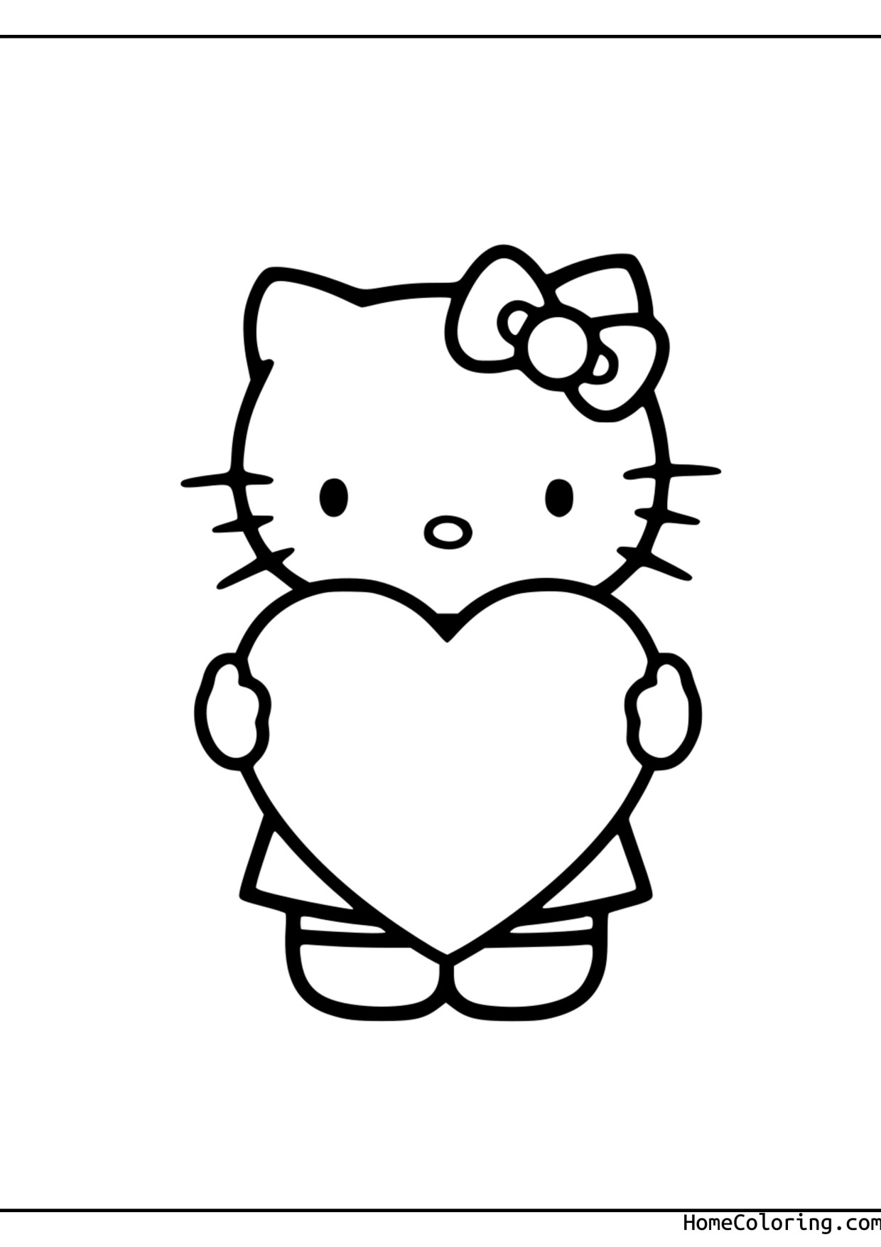 Coloring page: Hello Kitty sitting happily.