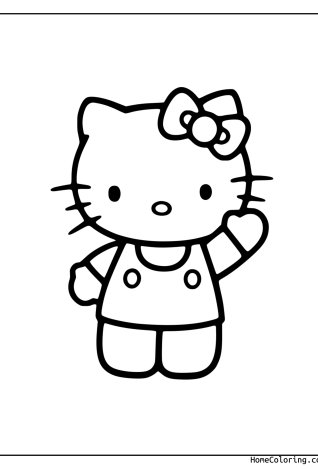 Coloring page: Hello Kitty with her friends.