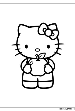 Coloring page: Hello Kitty ready to color.
