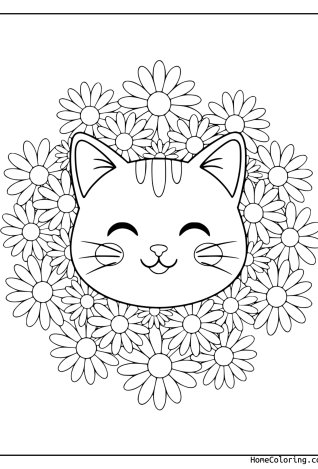 Malvorlage: eine süße Katze mit großen Augen.