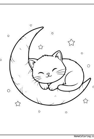 Malvorlage: eine ruhige Katze.