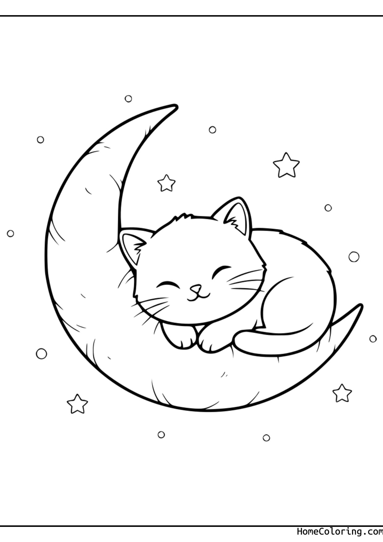 Coloring page: a calm cat sitting.