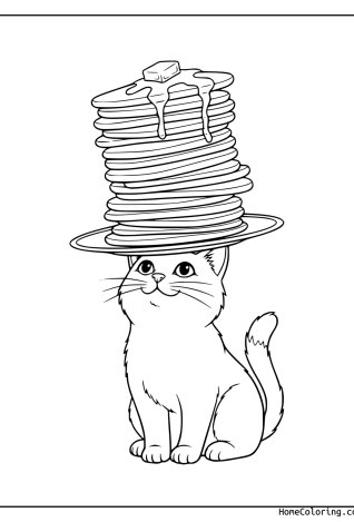 Malvorlage: eine Katze in Form eines Cupcakes.