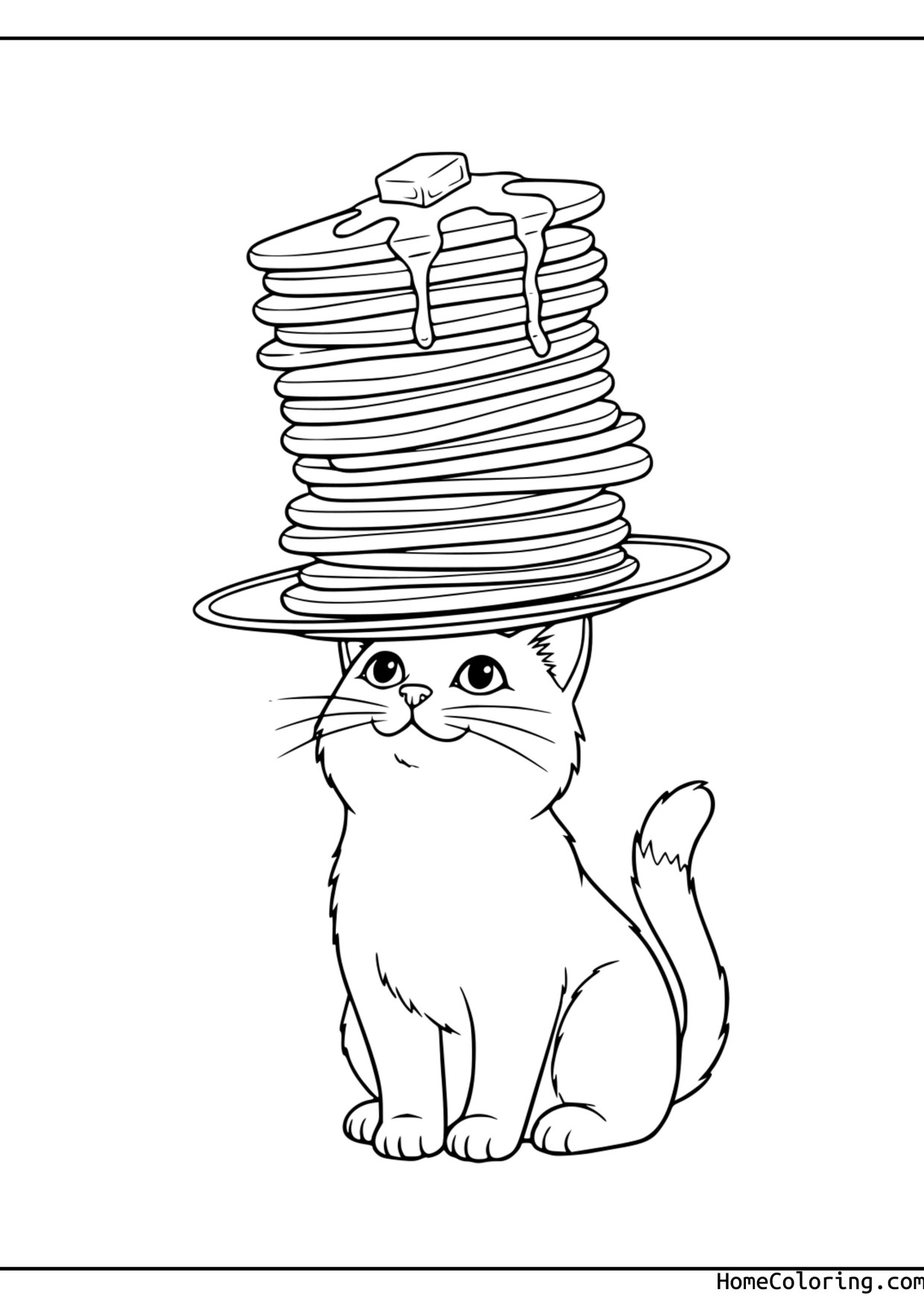 Coloring page: a cat shaped like a cupcake.