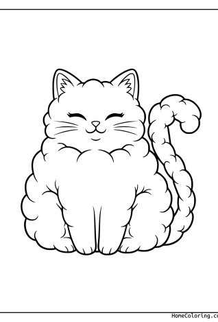 Coloring page: a sweet cat with a little bow.
