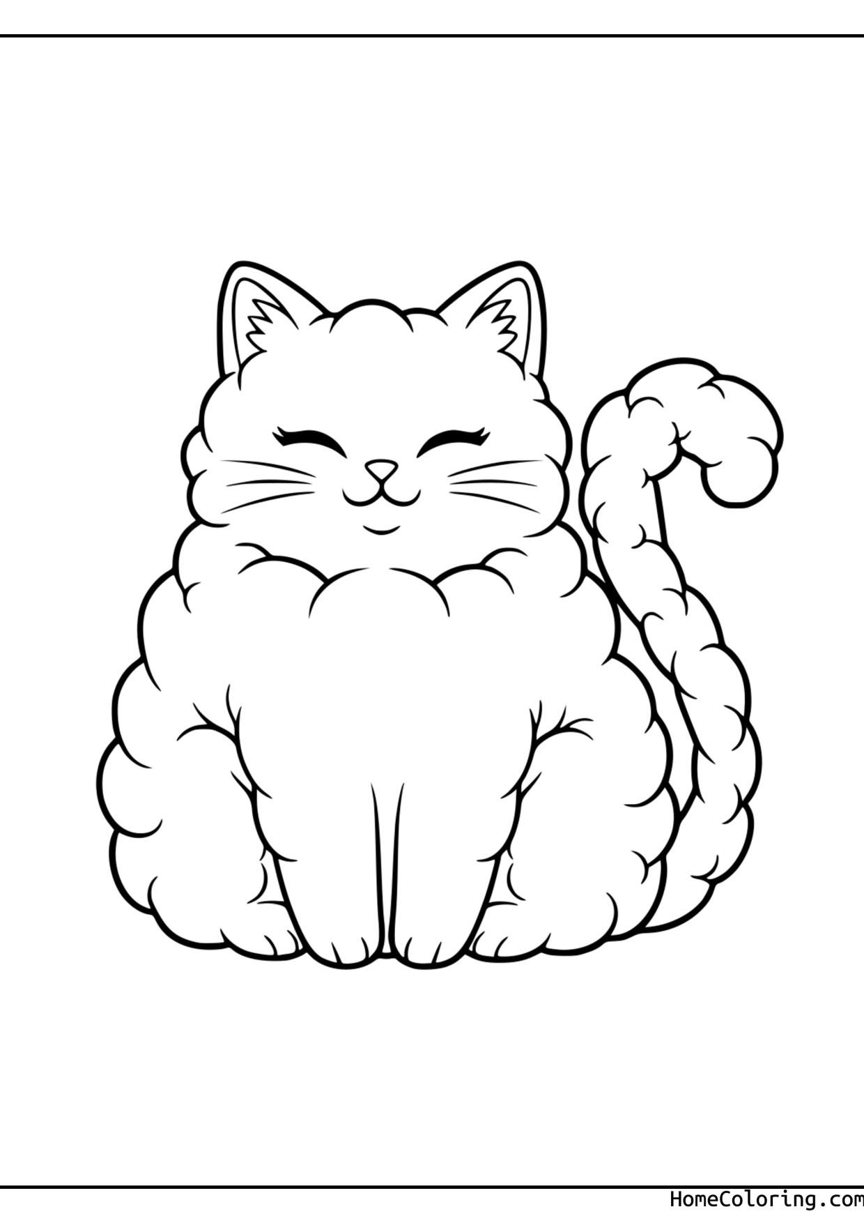 Coloring page: a sweet cat with a little bow.