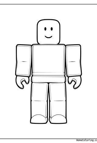 Coloring page: The classic Roblox Noob with a smiling face.