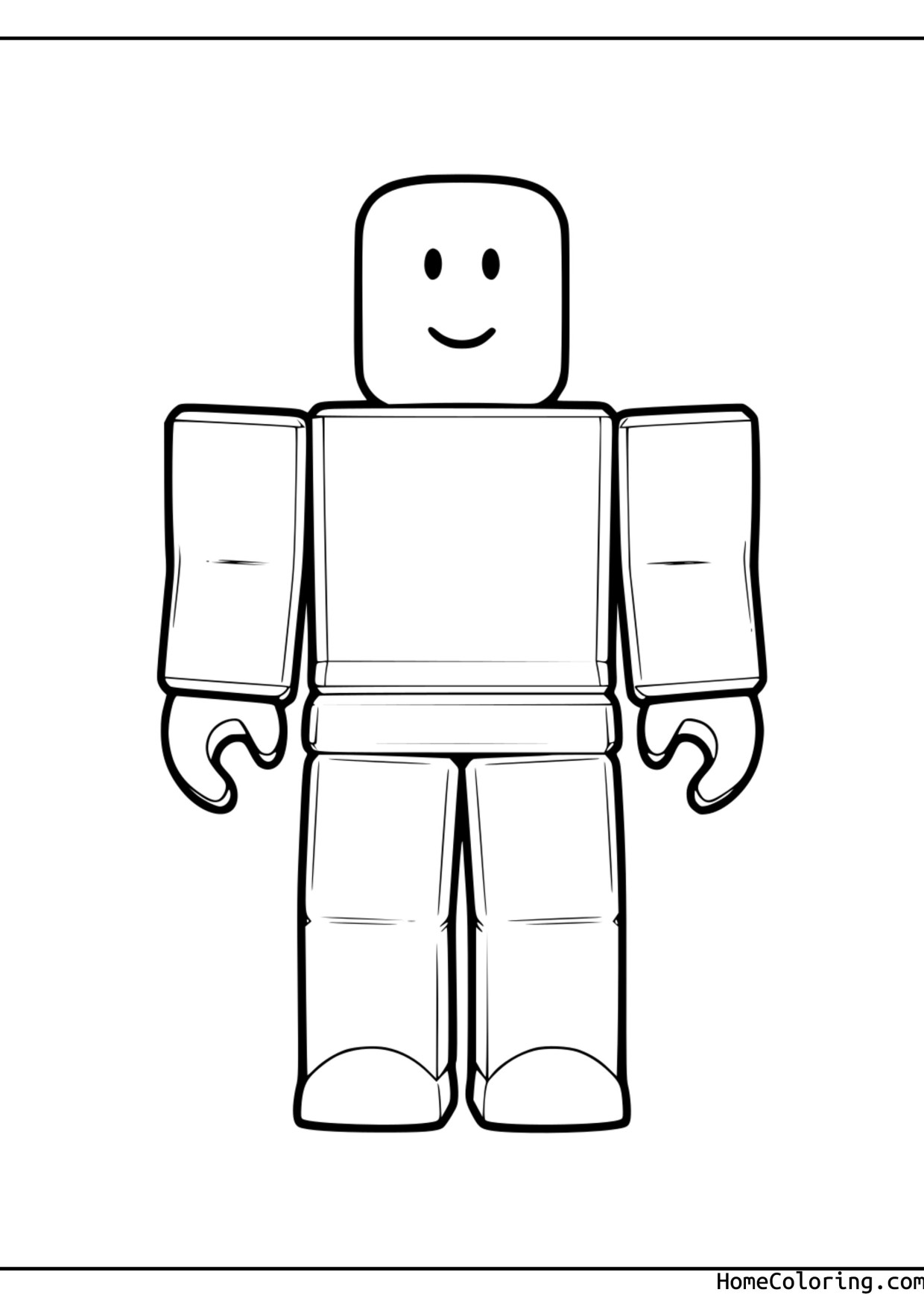 Coloring page: The classic Roblox Noob with a smiling face.