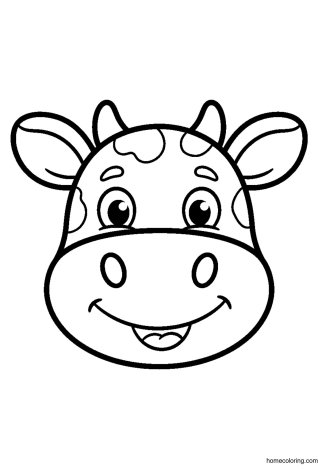 Coloring page: Smiling Cow Face.