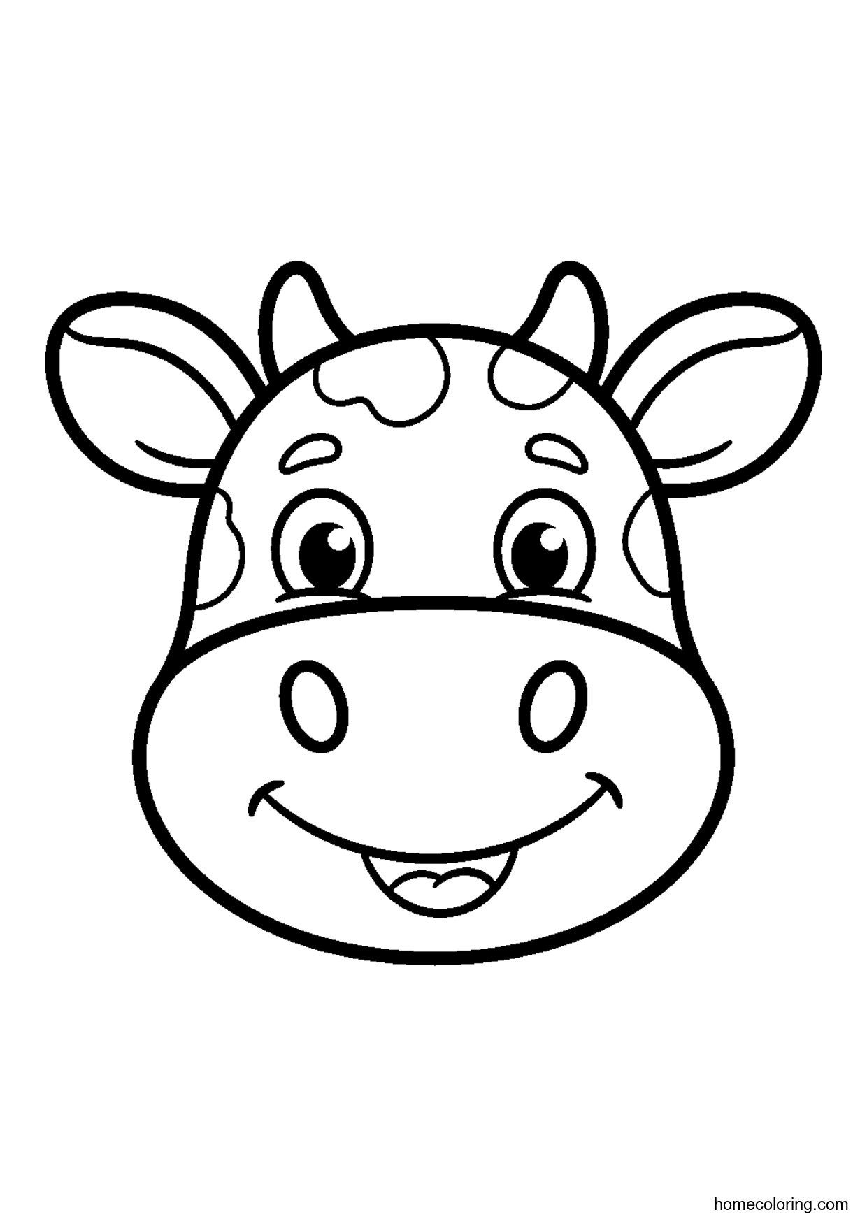 Coloring page: Smiling Cow Face.