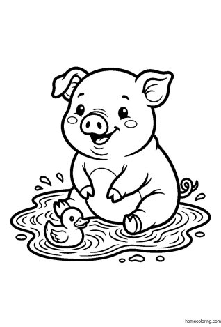 Coloring page: Chubby Piglet.