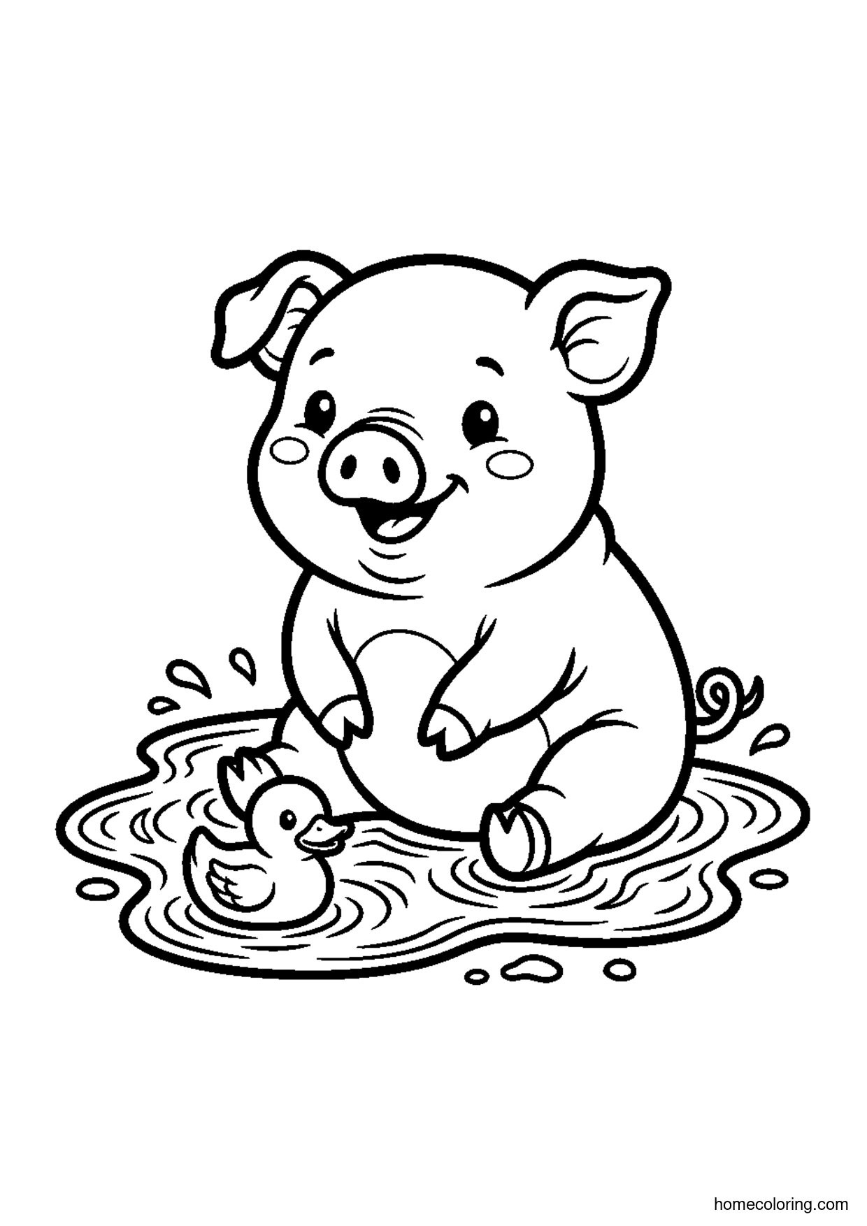 Coloring page: Chubby Piglet.