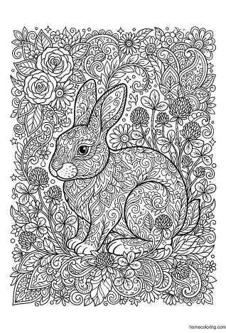 Coloring page: Farm Rabbit Zentangle.