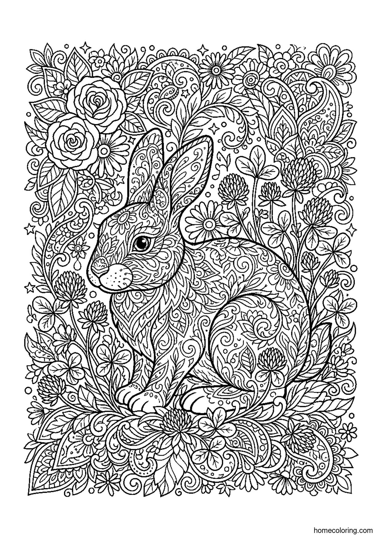 Coloring page: Farm Rabbit Zentangle.