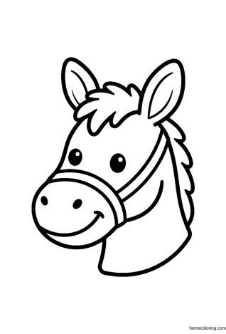 Coloring page: Friendly Donkey Head.
