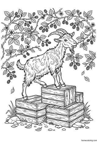 Coloring page: Goat on Crates.