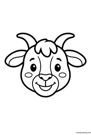 Coloring page: Happy Baby Goat Face.