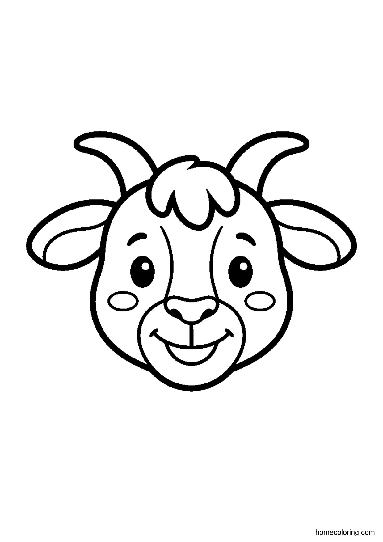 Coloring page: Happy Baby Goat Face.