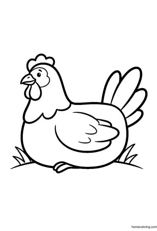 Coloring page: Sitting Hen.