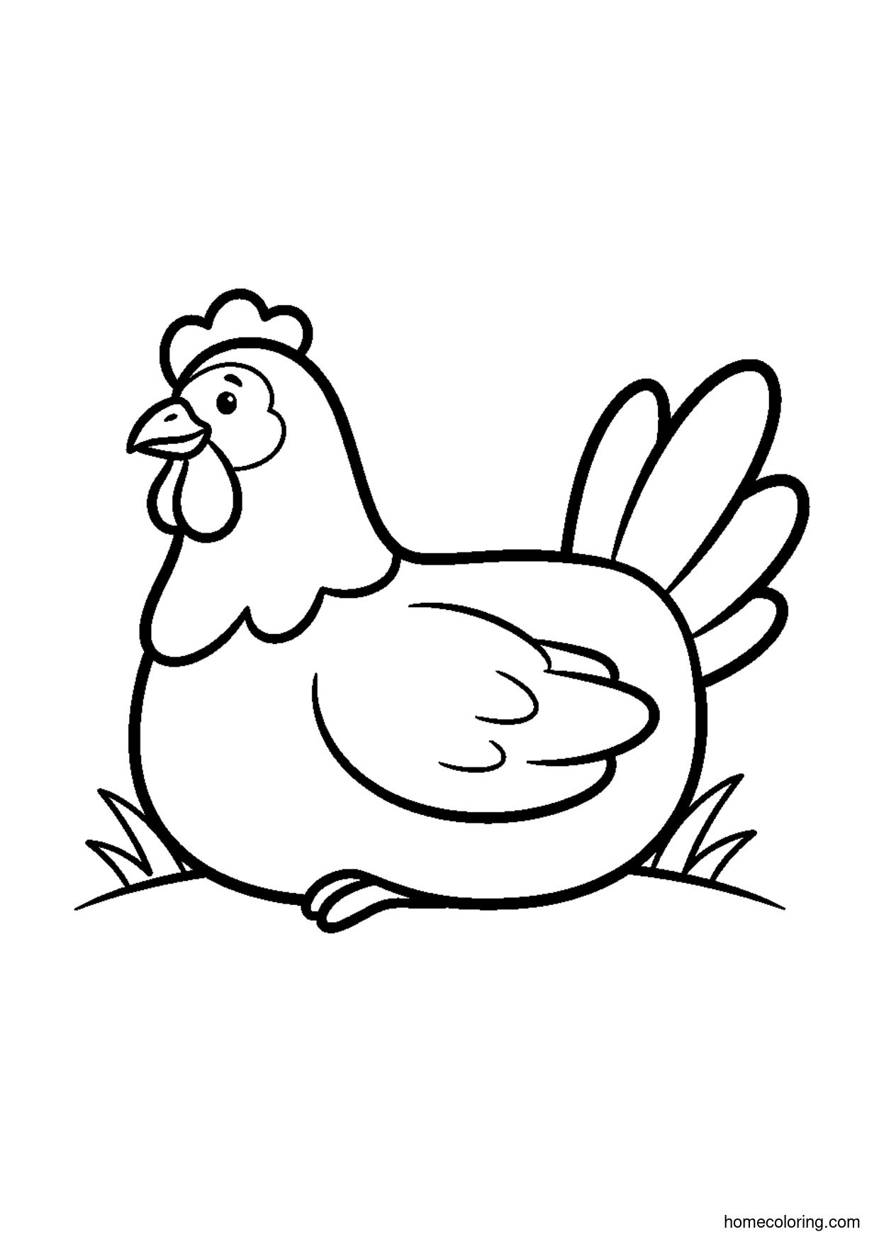Coloring page: Sitting Hen.