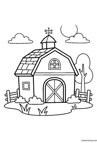 Coloring page: Small Farm Barn.