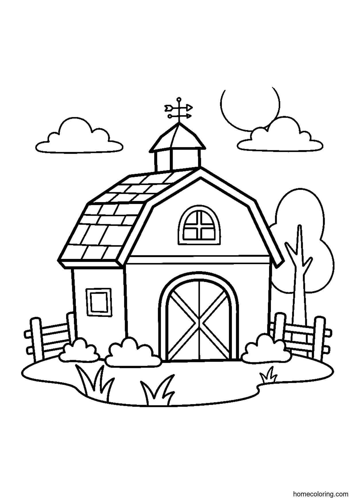 Coloring page: Small Farm Barn.
