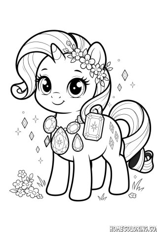 My Little Pony coloring page: a glamorous pony wearing a necklace of sparkling gems.