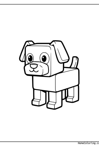Coloring page: A sitting Roblox dog with its tongue out and friendly eyes.