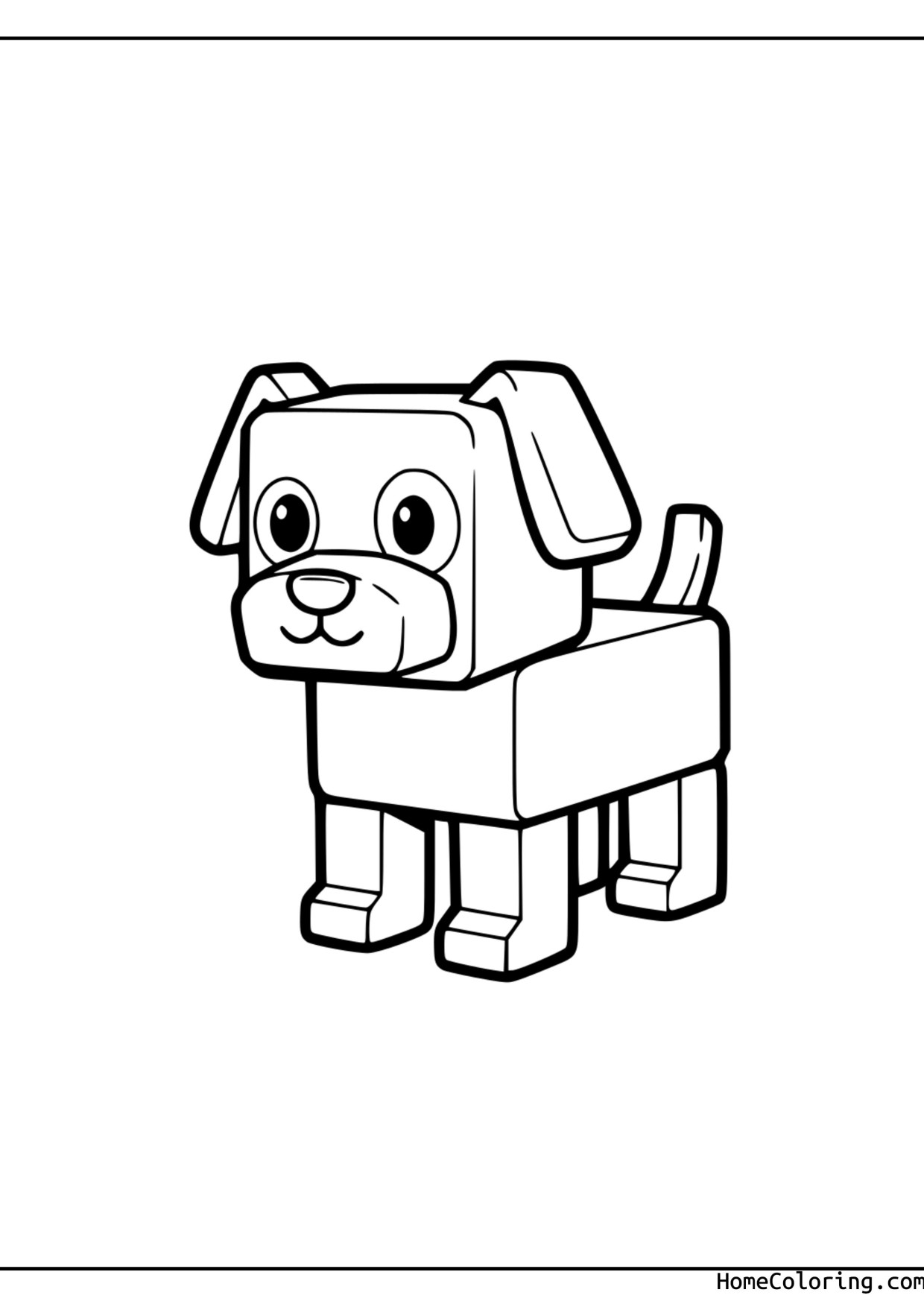 Coloring page: A sitting Roblox dog with its tongue out and friendly eyes.