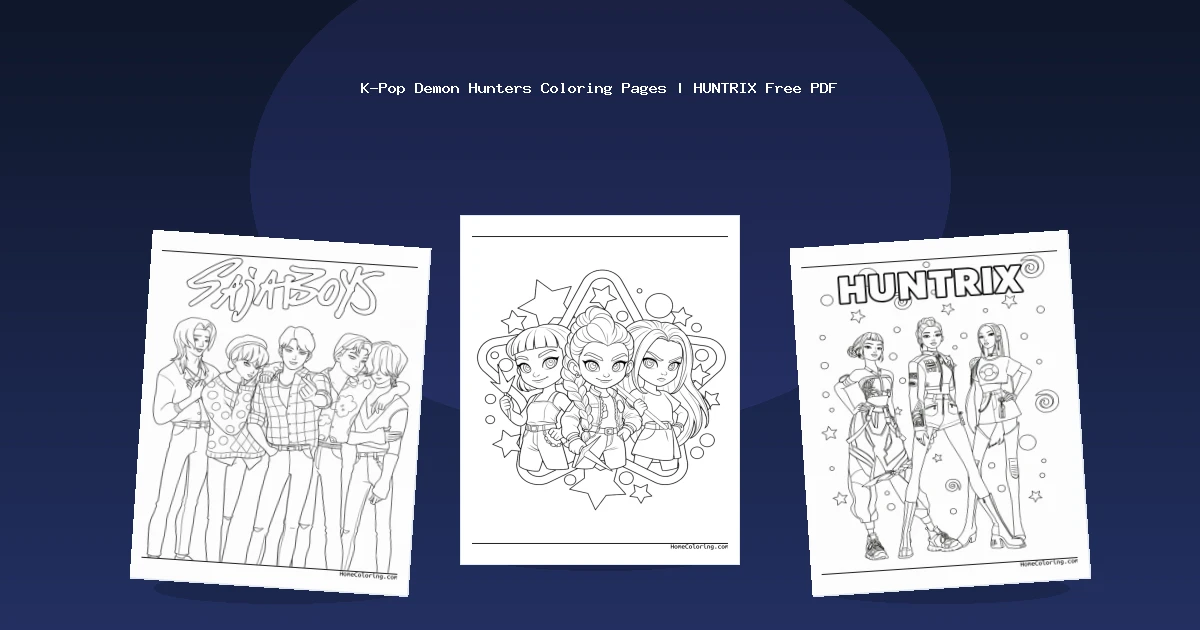 K-Pop Demon Hunters Coloring Pages | HUNTRIX Free PDF